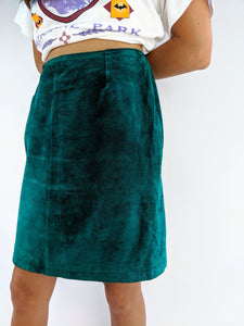 Suede Leather Side Slit Skirt (8)