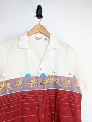 80's Flamingo Button Up (L)